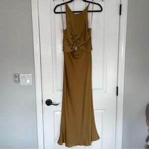 High Neck Maxi Dress in Tan